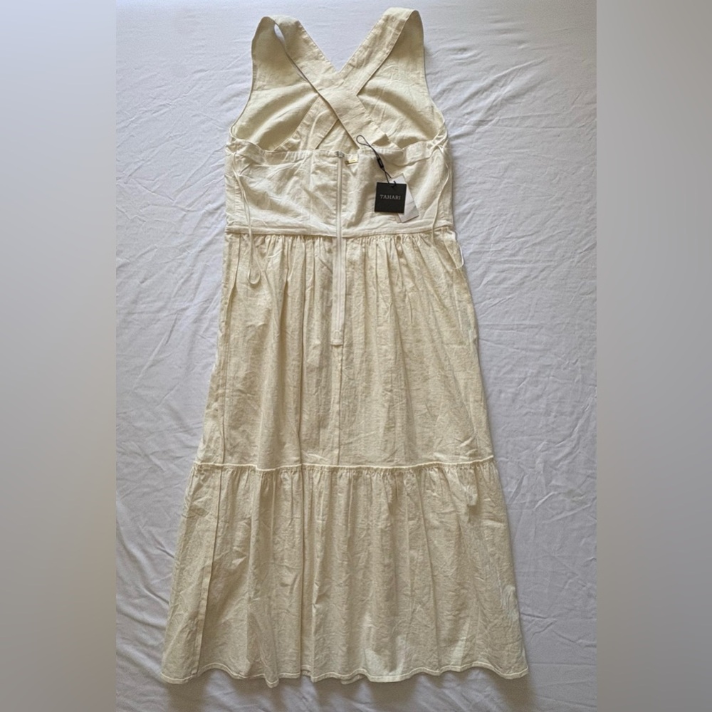 NWT-Tahari Strapless Cream Midi Dress - Picture 2 of 6